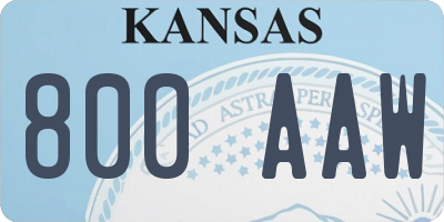 KS license plate 800AAW