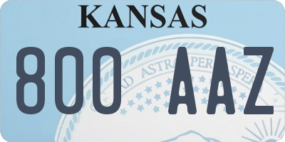 KS license plate 800AAZ
