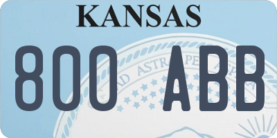 KS license plate 800ABB