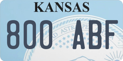 KS license plate 800ABF