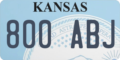 KS license plate 800ABJ