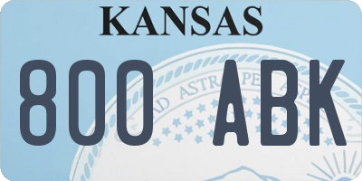 KS license plate 800ABK
