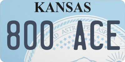 KS license plate 800ACE