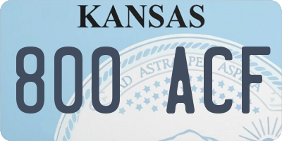 KS license plate 800ACF