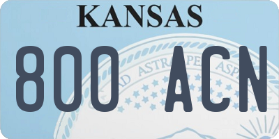 KS license plate 800ACN