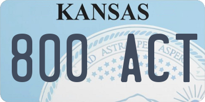 KS license plate 800ACT