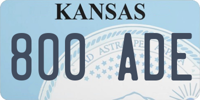 KS license plate 800ADE