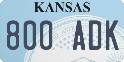 KS license plate 800ADK