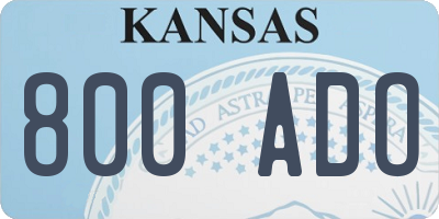 KS license plate 800ADO