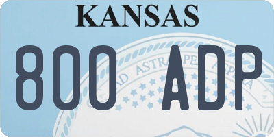 KS license plate 800ADP