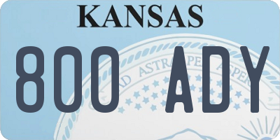 KS license plate 800ADY