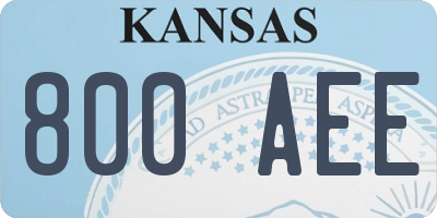 KS license plate 800AEE