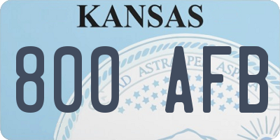 KS license plate 800AFB