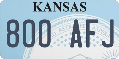 KS license plate 800AFJ