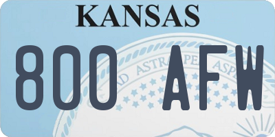 KS license plate 800AFW