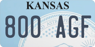 KS license plate 800AGF