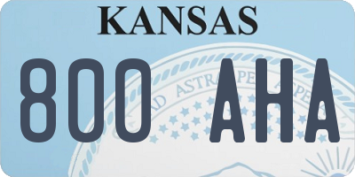 KS license plate 800AHA
