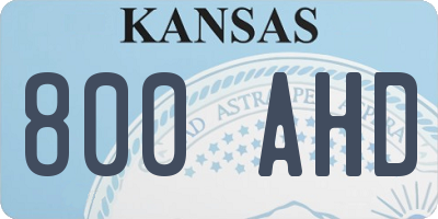 KS license plate 800AHD