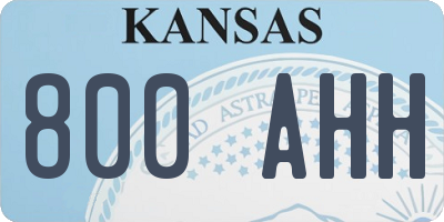 KS license plate 800AHH