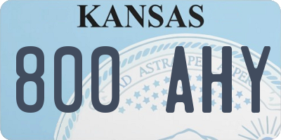 KS license plate 800AHY