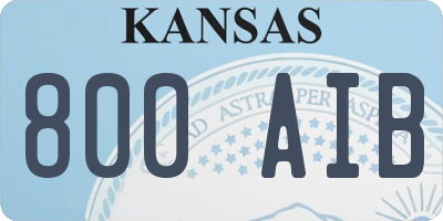 KS license plate 800AIB