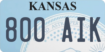 KS license plate 800AIK