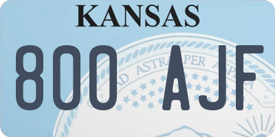 KS license plate 800AJF