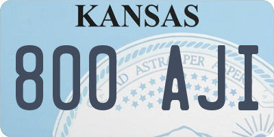 KS license plate 800AJI