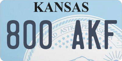 KS license plate 800AKF