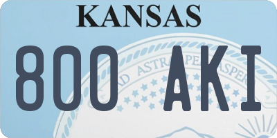 KS license plate 800AKI