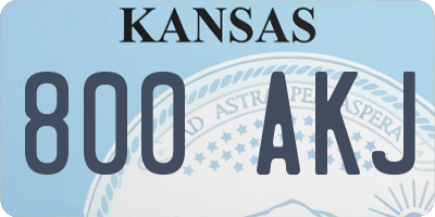 KS license plate 800AKJ