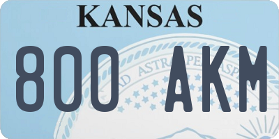 KS license plate 800AKM