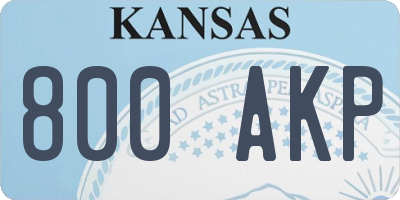 KS license plate 800AKP