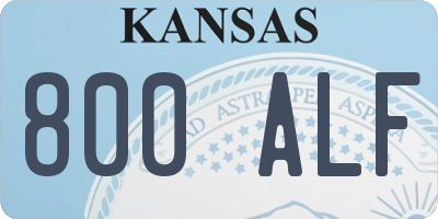 KS license plate 800ALF