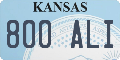 KS license plate 800ALI