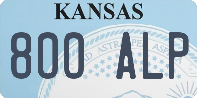 KS license plate 800ALP
