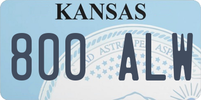 KS license plate 800ALW
