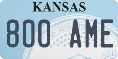 KS license plate 800AME