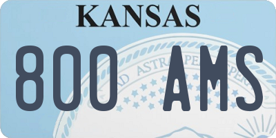 KS license plate 800AMS