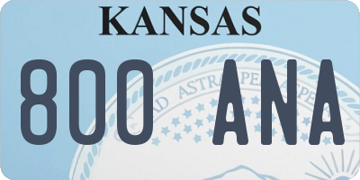 KS license plate 800ANA