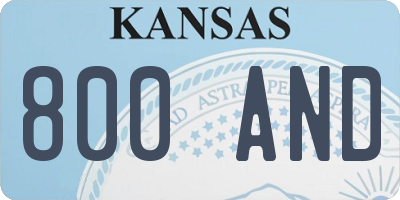 KS license plate 800AND