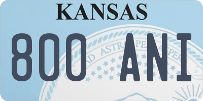 KS license plate 800ANI