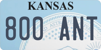 KS license plate 800ANT