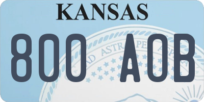 KS license plate 800AOB