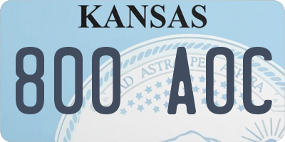 KS license plate 800AOC