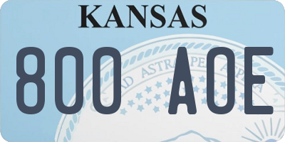 KS license plate 800AOE