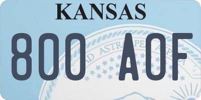 KS license plate 800AOF