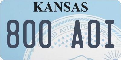 KS license plate 800AOI