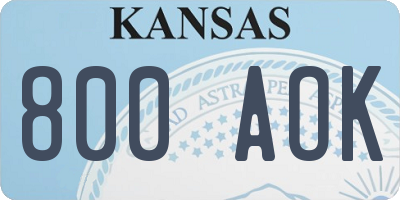 KS license plate 800AOK