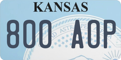 KS license plate 800AOP